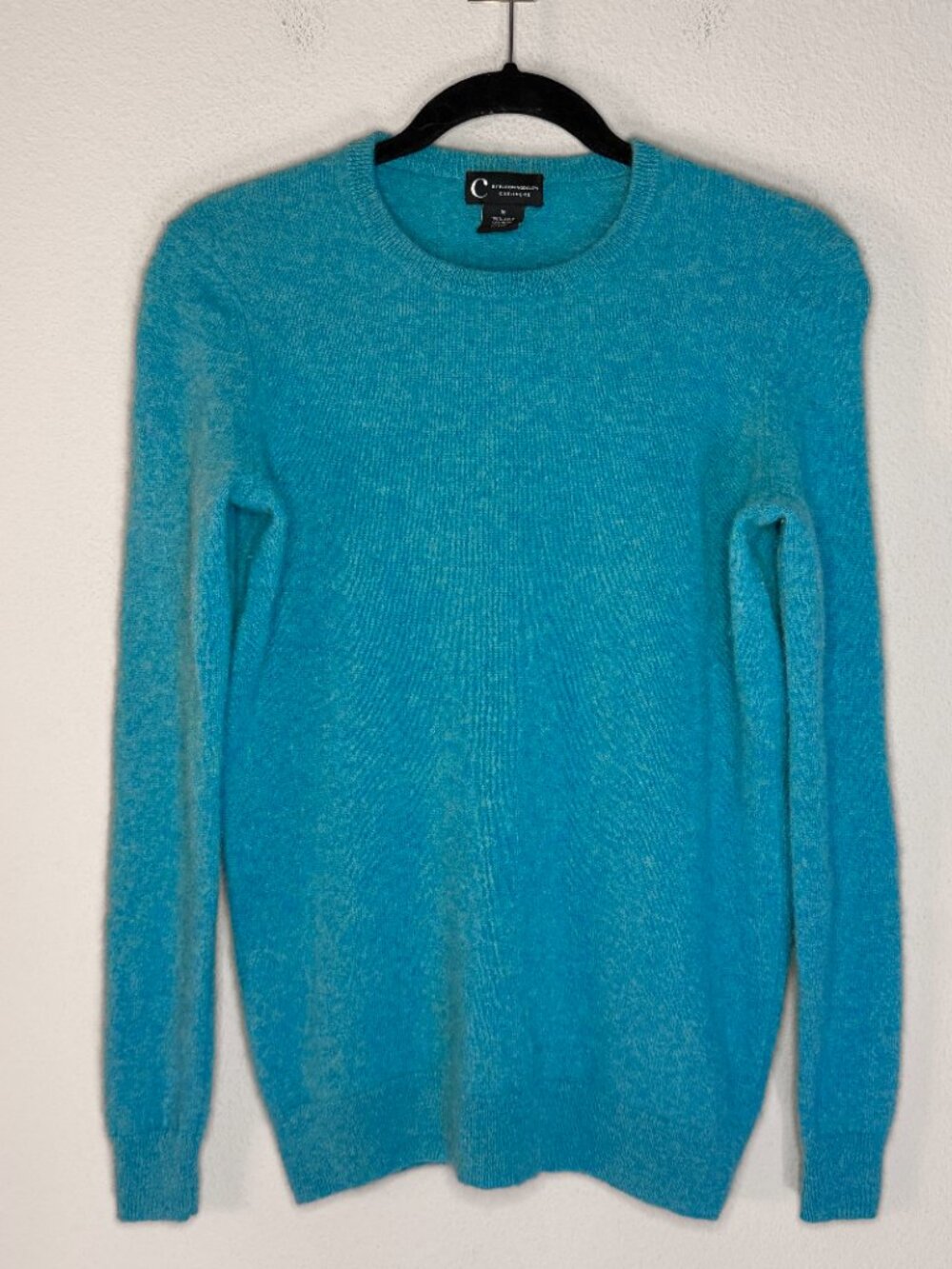 C by Bloomingdales Cashmere Sweater in Marled Teal Size M - Picture 2 of 5